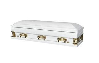Solace XL 29" White Full Couch Steel Casket