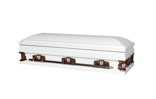 Solace XL White/Pink 29" Full Couch Steel Casket