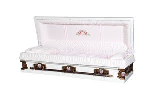 Solace XL White/Pink 29" Full Couch Steel Casket