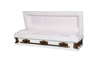 Solace XL White/Pink 29" Full Couch Steel Casket