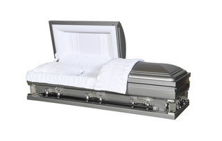 Solace XL Silver 29" Half Couch Steel Casket