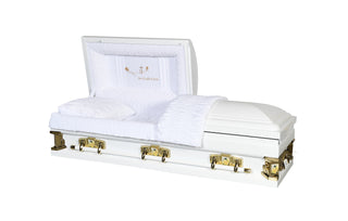 Solace XL White 29" Half Couch Steel Casket
