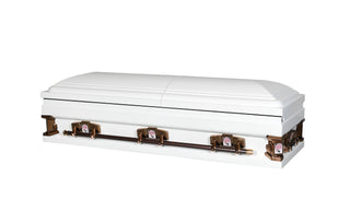 Solace XL" White/Pink 29" Half Couch Steel Casket
