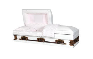 Solace XL" White/Pink 29" Half Couch Steel Casket