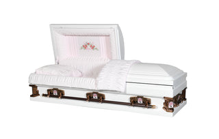 Solace XL" White/Pink 29" Half Couch Steel Casket