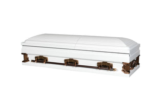 Solace XL" White/Pink 29" Half Couch Steel Casket
