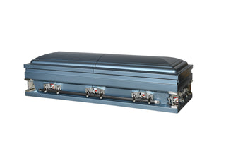 Solace XL Blue 33" Half Couch Steel Casket