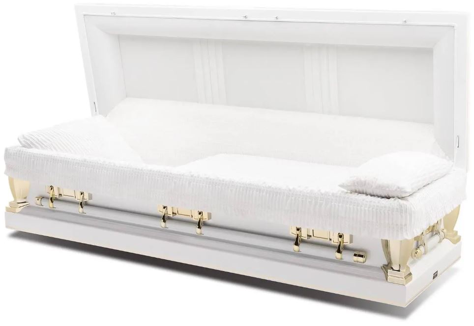Ataúd Batesville Virgo blanco de sofá completo – Solace Caskets