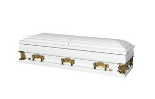 Solace XL White 33" Half Couch Steel Casket