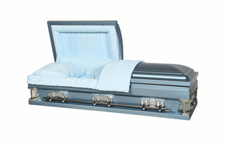 titan powder blue half couch casket