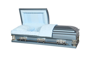 Solace XL Blue 33" Half Couch Steel Casket